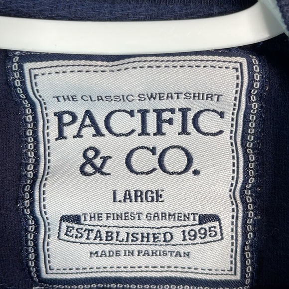 Pacific & Co Old Orchard Beach Maine Embroidered Sweatshirt Navy Blue 90s Vibe L - Picture 8 of 12